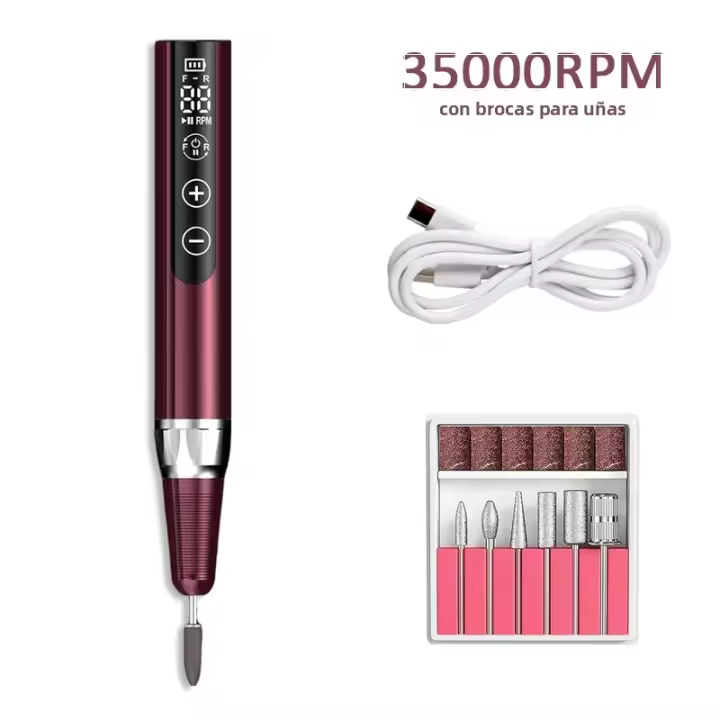 Máquina De Uñas Eléctrica Portátil 35000RPM Sin Cable Conjunto De Fresas Para Manicura Herramientas De Remoción De Esmalte De Gel - 1