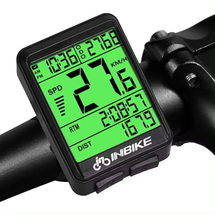 Computadora de Bicicleta inalámbrica IP54 en prueba de Agua, velocímetro, odómetro, Pantalla retroiluminada y cronómetro de Carretera - 1