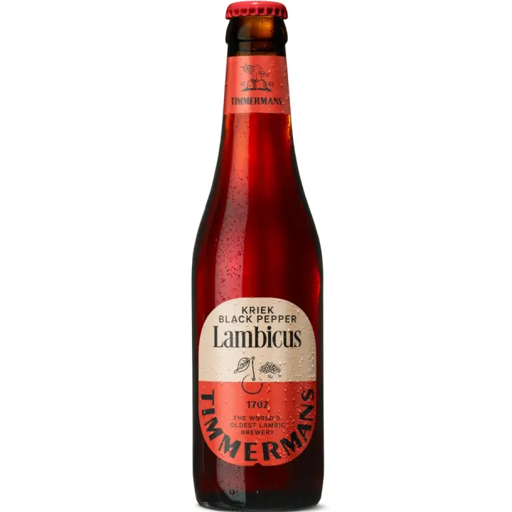 6 uds x Timmermans Kriek Black Pepper 25Cl cerveza Belga tipo lambic con cereza - 1