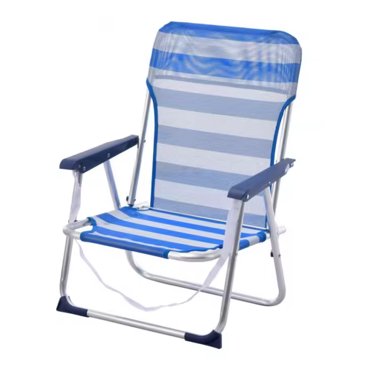 Sillas Playa fijas de Asiento Bajo de Aluminio Silla Plegable de 48x23x70cm - 1
