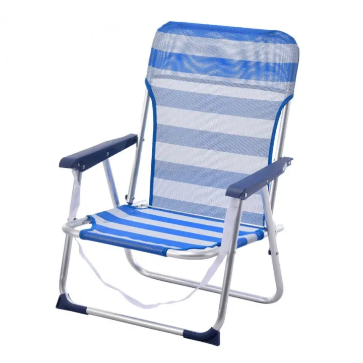 Sillas Playa fijas de Asiento Bajo de Aluminio Silla Plegable de 48x23x70cm - 1