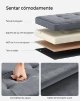 Banco de almacenaje plegable de terciopelo, taburete reposapiés con 2 cajas, 38x76x38 cm, soporta hasta 300 kg, ideal para entrada, sala de estar y dormitorio, disponible en gris paloma, gris pizarra y rosa caramelo - details 10