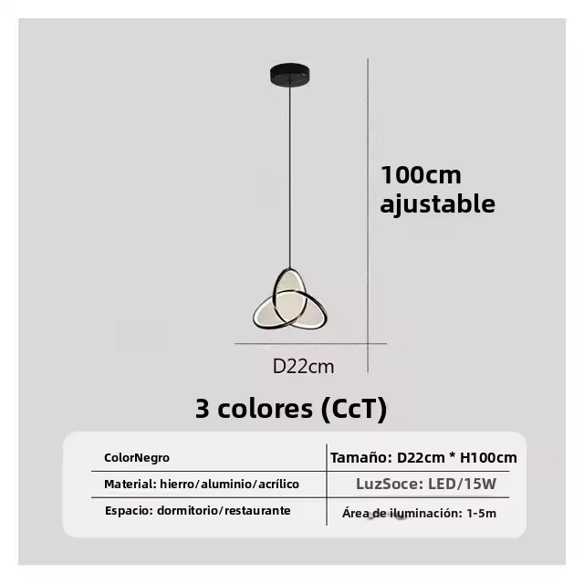 Lámpara Colgante Moderna De 3 Colores Decorativa Arte Diseñadora LED Para Dormitorio Estudio Sala De Estar Hogar Luz Creativa Colgante - 1