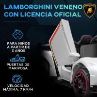 HOMCOM Coche Eléctrico Lamborghini para Niños de 3 a 6 Años Coche de Batería 12V Velocidad Max.7 km/h Puerta de Tijera con Control Remoto MP3 Luces y Cinturón de Seguridad 111x61x45 cm - details 2