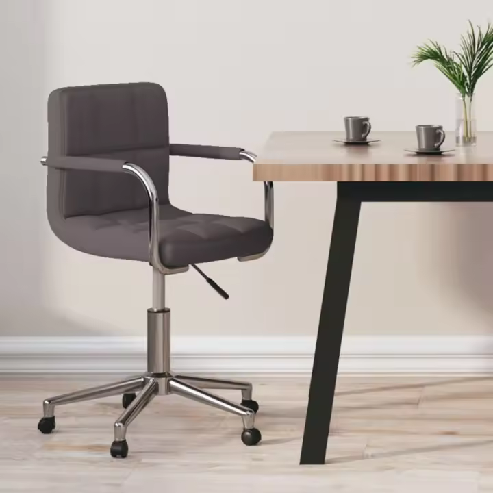 vidaXL Silla de oficina giratoria tela gris taupé - 1