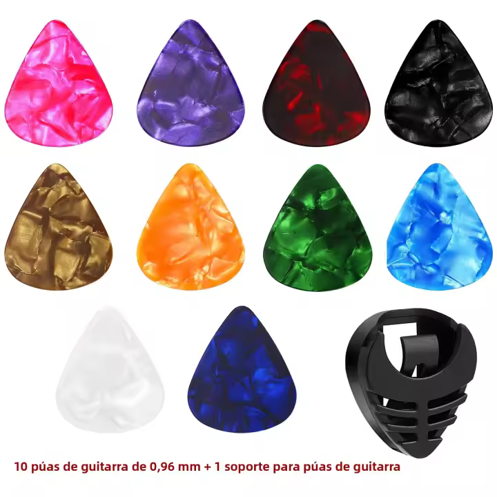Juego De 10 Piezas De Palillos Para Guitarra Y 1 Portapalillos 6 Espesores Aleatorios Para Acústica Eléctrica Bajo Ukulele - 1