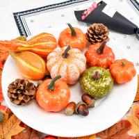 50Pcs Decoraciones De Halloween Con Calabazas Artificiales Hojas De Arce Conos De Pino Y Almendras Para El Hogar Adornos De Agradecimiento Mini Calabaza Falsa - details 2
