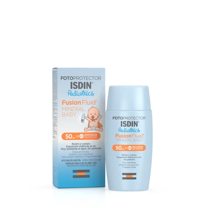 ISDIN FOTOPROTECTOR PEDIATRICS FUSION FLUID MINERAL SPF 50+ 50 ML - Protector Solar Mineral para Niños con Factor de Protección Solar 50+ de ISDIN - 1