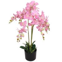 vidaXL Planta Artificial Orquídea con Macetero Altura Total 75 cm Color Blanco,  Rosa, y mas - details 1
