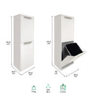 Arregui Ecoclas CR201-E Cubo de basura y reciclaje de acero de 2 cubos, mueble de reciclaje, 2 x 17 L (34 L) blanco - details 4