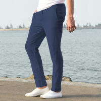 Pantalones De Lino Y Algodón Para Hombre Transpirables De Color Sólido Estilo Casual Para Otoño Ajuste Regular Cierre Elástico - details 6