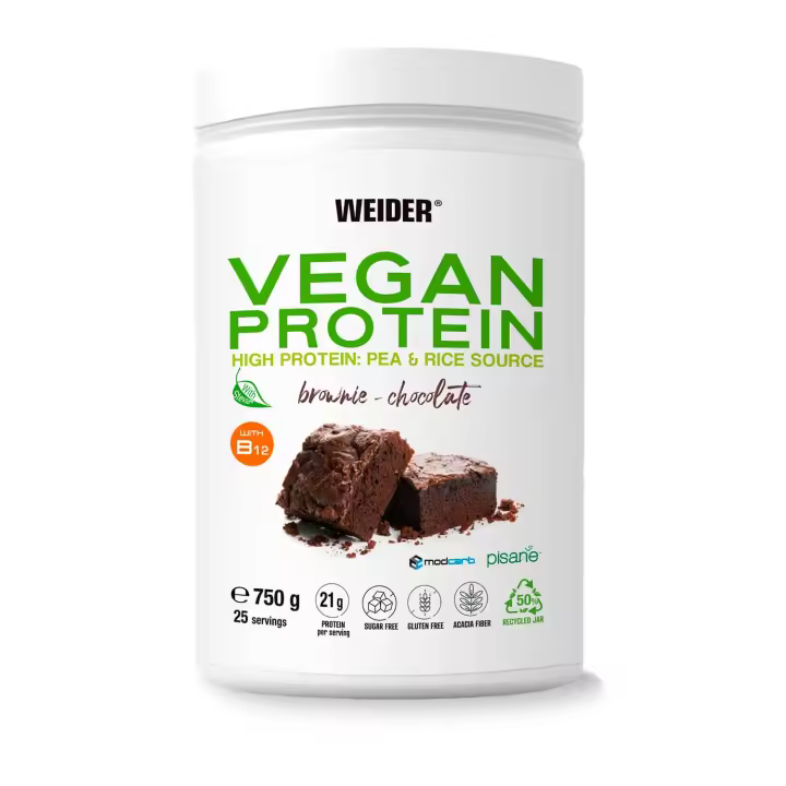 Weider Vegan Protein - High Protein: Pea & Rice Source - 750 grs Brownie Chocolate - 1