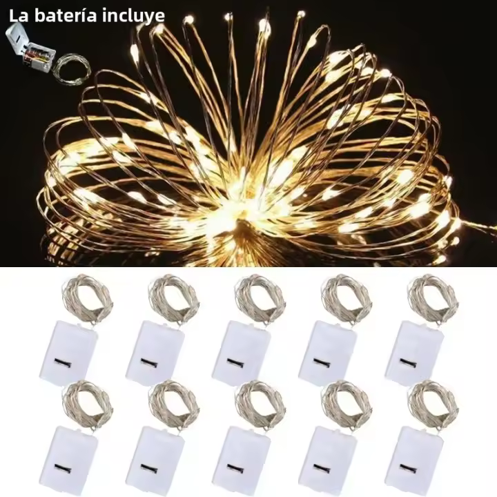 Garland De Lámparas LED De Fairy Con Batería Luz De Cadena Impermeable De Plata Para Decoración De Bodas Fiestas Exterior Jardín Y Habitaciones - 1