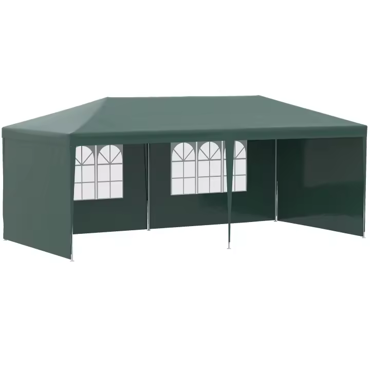 Outsunny Carpa de Jardín 6x3 m con 4 Paredes Laterales y 2 Ventanas Visibles Cenador Gazebo de Exterior con Marco de Acero para Fiestas Eventos Bodas - 1