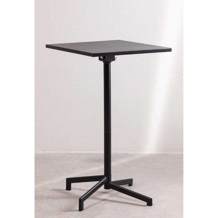 ORION91oficial® -Mesa Alta de Bar | Cuadrada | Plegable | 60x60 cm | Convertible 2 alturas | Acero Color Negro🖤| Restaurante | Terraza | Bar-spaziOrion91