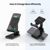 TEMCO Soporte de teléfono de carga inalámbrica, Soporte plegable 2 en 1 para teléfono celular y tableta, Cargador doble, carga inalámbrica de 10 W máxima habilitada para Qi, soporte de metal ajustable para teléfono compatible con iPhone 13/Pro/XR, etc - details 5