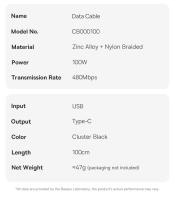 Cable Magnético USB Tipo C Baseus Para Huawei Xiaomi Samsung Carga Rápida 100W Cable De Datos Con Cargador USB C Tejido Sin Químicos De Alta Importancia - details 11