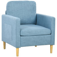 HOMCOM Butaca de Salón Sillón Relax con 2 Bolsillos Laterales Reposabrazos Asiento Acolchado y Patas de Madera Sofá Individual de Moderno para Dormitorio 73x79x87 cm Gris - details 0