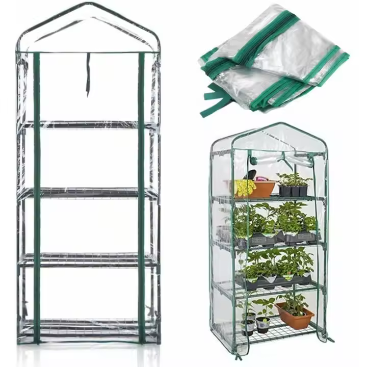 Cubierta de invernadero de 4 niveles, 160x69x49cm, cubierta protectora duradera para plantas contra insectos - 1