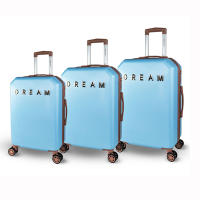 DreamTravel Juego de 3 Maletas con Letras Doradas y Diseño Poligonal (20"+24"+28") - Equipaje Rígido de Policarbonato Antiarañazos, 5 Colores Elegantes (Negro/Gris/Celeste/Rosa/Blanco) | 360° Ruedas Dobles Silenciosas + Cerradura TSA- Ideal para Viajes - details 0
