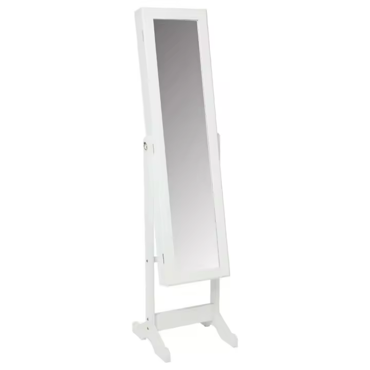 Gerimport - Espejo Joyero de Pie Blanco 36x155x40 Cm - Orden y Protección para Joyas - 1