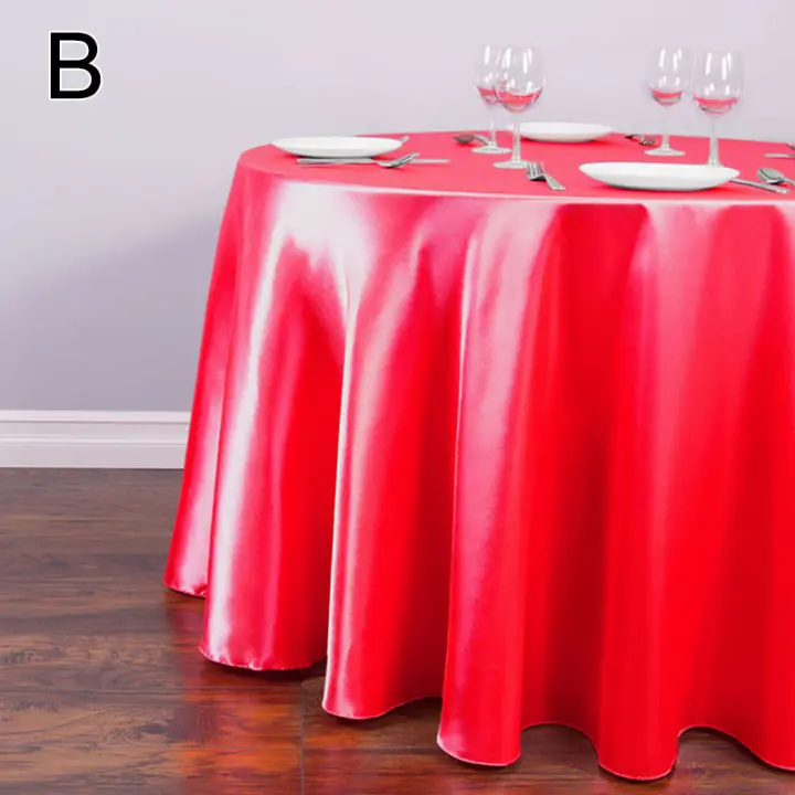 Mantel De Seda Redonda En Color Sólido Con Borde Hemizado Para Bodas Fiestas Restaurante Banquete Decoración De Mesa - 1