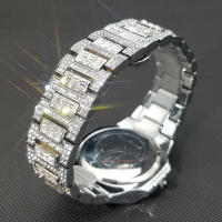 Reloj De Pulsera De Cuarzo Para Hombre MISSFOX Clásico Lujo Con Diamantes Full En Plata Acero Inoxidable Resistente Al Agua Y Shock - details 4