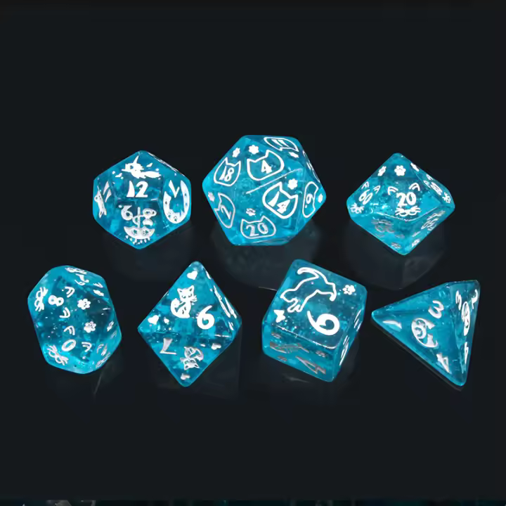 Kit De Dados Poliedros De Doble Color Con Fuente Dorada Para TRPG Y RPG Incluye D20 D12 D10 D8 D6 D4 Juego De Mesa Juguete Para Niños - 1
