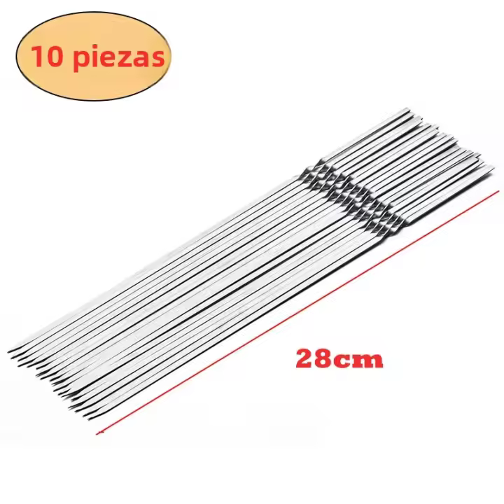 10/15Pcs Brochetas De Barbacoa De Acero Inoxidable Reutilizables Para Camping Al Aire Libre Herramientas De Picnic Y Cocina - 1