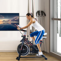 HOMCOM Bicicleta Estática Resistencia Ajustable Bicicleta Fitness con Volante Inercia 8 kg Pantalla LCD Sillín y Manillar Ajustables Soporte para Tableta 103x48x115 cm - details 1