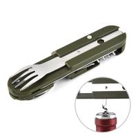 Kit De Comedor Portátil De Acero Inoxidable Verde Militar Cuchillo Fork Cuchara Abrebotellas Para Camping Y Picnics - details 7