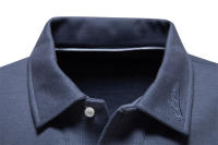 Primavera y otoño nuevos hombres lavados de manga larga con cuello casual tops de color sólido solapas de moda polo versátil - details 6