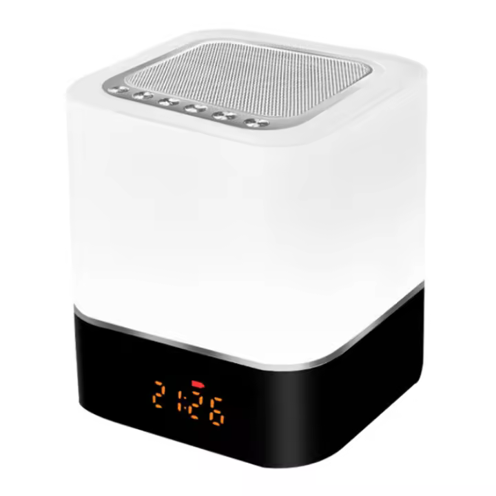 PORCHEDDU Altavoz Bluetooth with Luz Nocturna, altavoz despertador inalámbrico USB, with Luces de Colores, ajustable en tres Grados, admite Llamadas Manos libres Bluetooth, Batería incorporada de 1200 mAh - 1