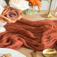 1pc Telarano De Terracota Boho Con Plegar Para Mesa Longa De Voile Rustica Para Decoración De Fiestas De Boda Y Cumpleaños - details 3
