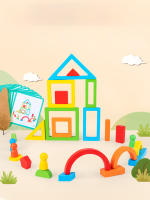 Juguetes Educativos De Madera Arcoíris Bloques De Pila DIY Juego De Rompecabezas De Formas Y Colores Para Niños Desarrollo Cognitivo - details 6