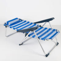 Aktive - Pack 2 sillas de playa 2 en 1 con cojín, plegables con función tumbona, estructura de aluminio y textileno en rayas azul, reclinables, ligeras y fáciles de transportar, 48x60x90 cm - details 4
