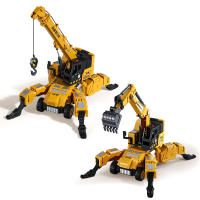 Juguete De Excavadora Y Grúa Transformable De Aleación De Latón Y Plástico Para Niños Vehículo De Inercia Para Regalo - details 2