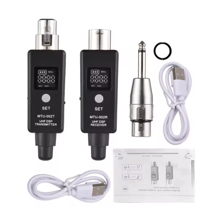 Micrófono Inalámbrico XLR Transmisor Receptor Sistema UHFWireless Para Mixer Guitarra Eléctrica Bajo 30m/98ft Transmisión 12V/48V - 1