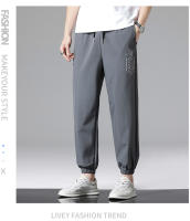 Pantalones Casuales De Verano Para Hombres Seda Helada Nueva Ropa Harajuku Callejera Deporte Jogging Traje De Pista Pantalones Sueltos De Cintura Media a La Pies - details 1
