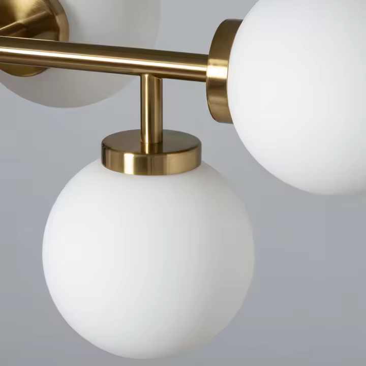 LEDKIA LIGHTING - Lámpara Colgante Lautrec | Diseño Moderno y Elegante | Metal y Cristal | Regulable en Altura | 6 Bombillas E27 No Incluidas | Salón, Dormitorio, Dorado, Metal - 1