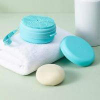 Cepillo De Baño Portátil Con Estuche De Jabón Y Esponja De Silicona Cepillo De Masaje Para El Cuerpo Y El Cabello Herramienta De Limpieza Personalizada - details 1