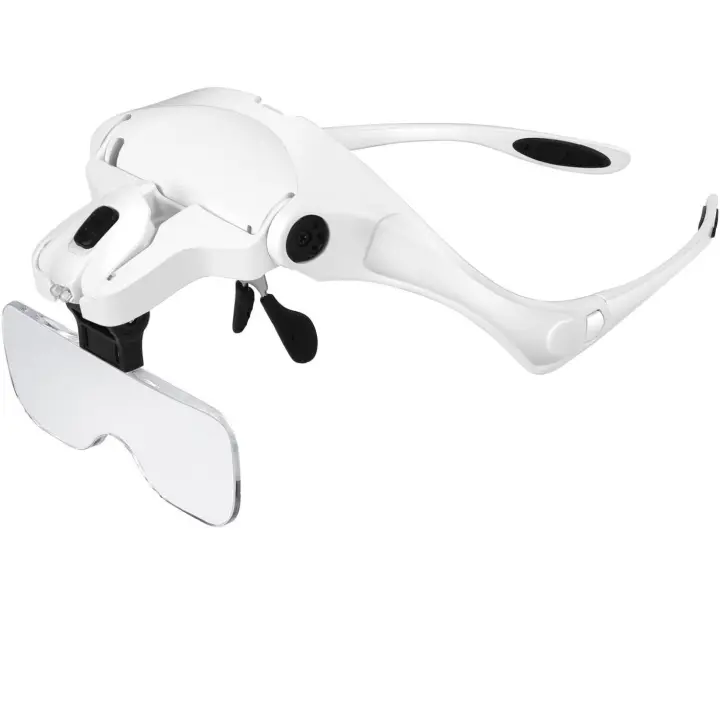 Lupa con Luz 2 Led -Gafas Lupa de Aumento para Leer, Lentes de Aumento Lectura, Reparaciones, Coser, Joyería y Relojería, Modelismo - 5 Lentes 1.0X-3.5X Ajustable - 1