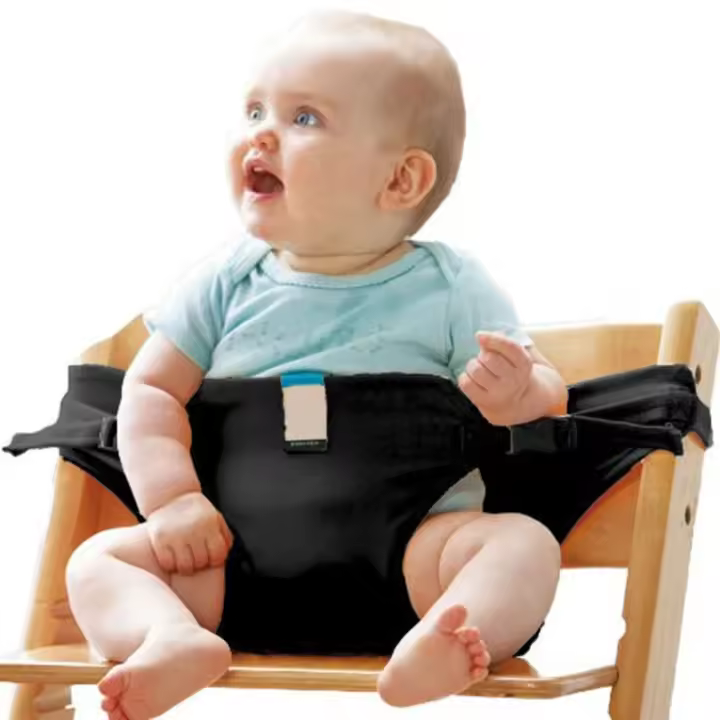 Silla De Bebé Plegable Alta Con Correa Portátil Para Niños Asiento De Comer Y Baño Lavable Con Cinturón De Seguridad Para Viajes - 1