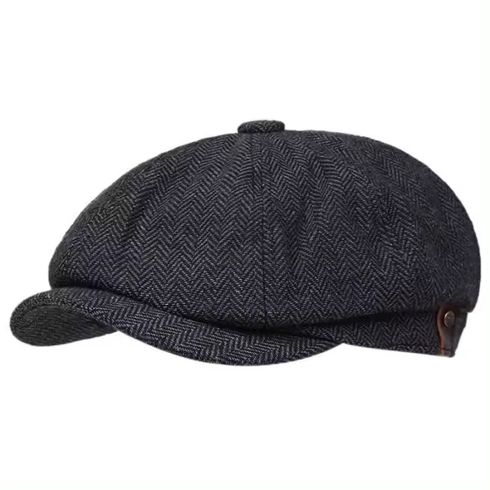 Boina negra de Vendedor de periódicos para hombre, Gorra de Famosos, Boinas de Tweed vintage Peaky Blinders, Boinas with visera - 1