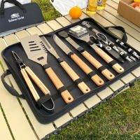 Juego De Barbacoa Al Aire Libre Con Manija De Madera Cuchara Y Pinza Accesorios De BBQ Set De Acero Inoxidable Con Bolsa De Tela Herramientas Combinadas Para Grill - details 12