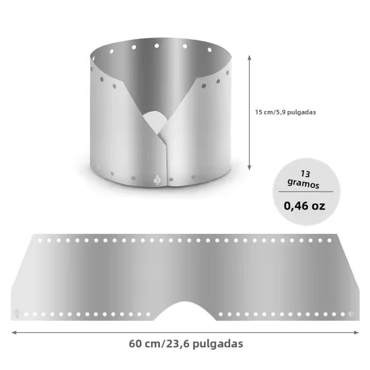 Estufa De Camping Ultraligera Y Ultrafina De Titanio Con Pantalla Protectora Contra Viento Para Leña Y Gas No Incluye Ignición - 1
