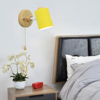 Lámpara De Pared Nórdica GU10 Madera 6 Colores Con Interruptor De Cremallera EU/UL Para Dormitorio Sala De Estar Pasillo Decoración Luz LED Contemporánea Sin Bombillas Incluidas - details 1