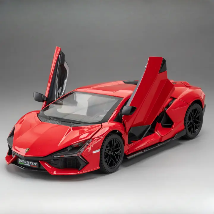 Coche De Acción Diecast 1:24 REVUELTO Para Niños Con Luz Y Sonido Puertas Abiertas Vehículo De Carreras Regalo Para Festival Material De Aleación Y Goma Tamaño 21x9.5x5CM - 1