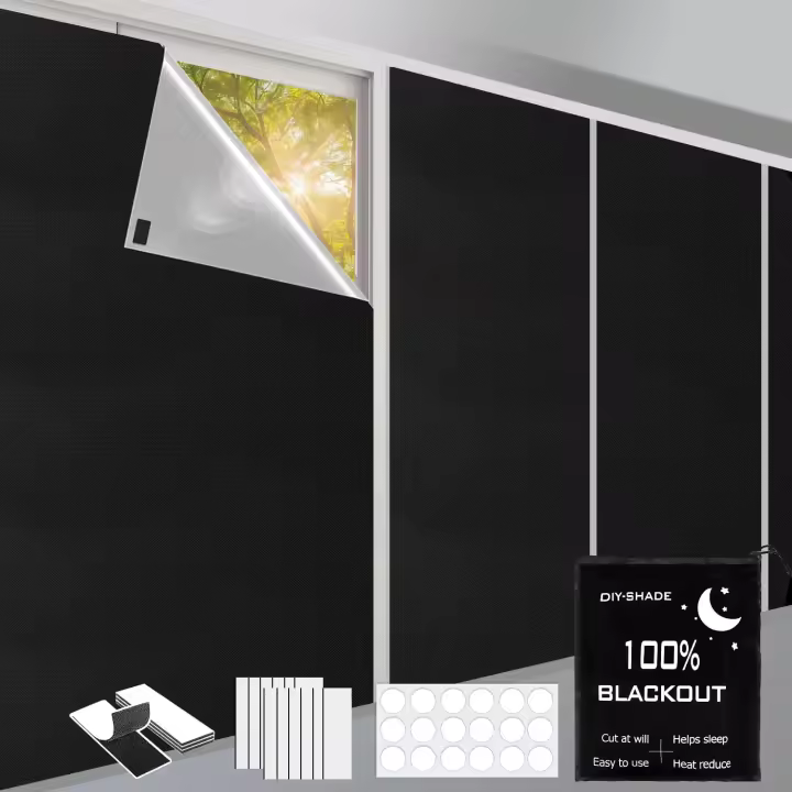 Cortina opaca con aislamiento térmico, 300 x 145 cm, 100 % opaca, portátil, adhesiva, anti-UV, anti-miradas, protección solar, aislamiento térmico. - 1