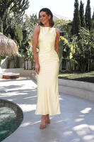 Vestido Largo Elegante Y Delgado De Verano Sin Mangas De Cuello Redondo Retro Para Vacaciones Estilo Casual Y Moda Color Sólido - details 28